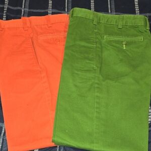 Lands' End Men's Vibrant Green and Orange Chinos
